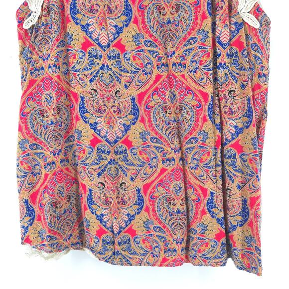 Miss Me Y2K Whimsi Boho Bright Geometric Romantic Crochet Bead Lace Lined Tank S - Picture 4 of 16